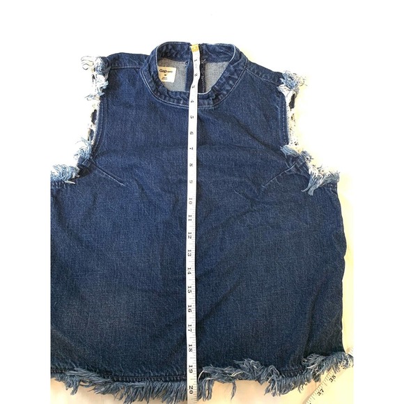 Women’s GAP Chambray Frayed Denim Top Size XS Half Zip Back - Picture 5 of 6